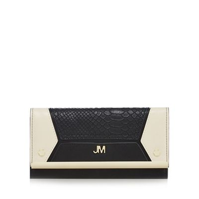 Black and cream colour block croc-effect purse